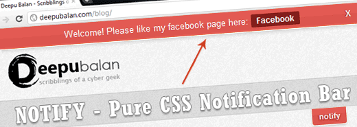 Notify: Pure CSS notification bar using :target pseudo class